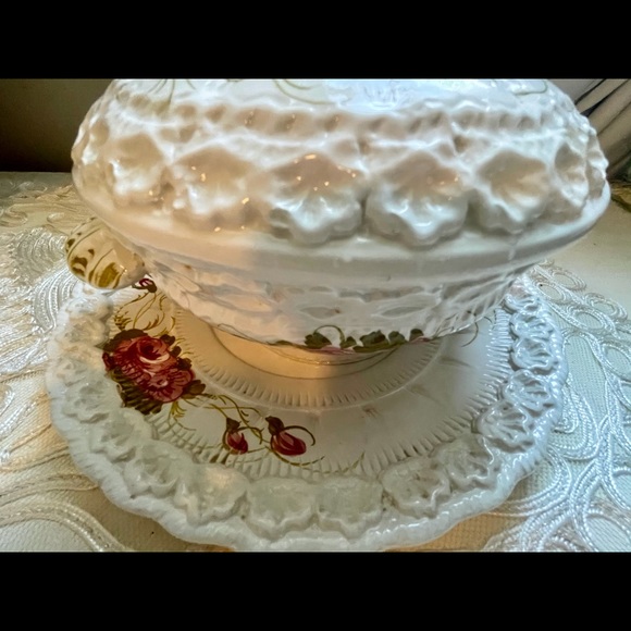 Vintage Hand painted Nora Fenton Soup Tureen and plate // Made in Italy - Picture 4 of 13